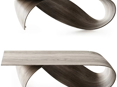 Modern Wooden Coffee Table With Unique Curved Structure And Sleek Design 3d model