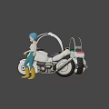 Futuristic Silver Motorcycle With Transparent Windshield And Blue Haired Woman Standing Beside