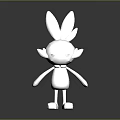 White Game Character With Rabbit Like Ears And Red Eyes In Standing Pose
