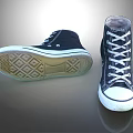 Black High Top Canvas Shoes With White Laces And Classic Sole Design