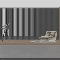 Beige Bean Bag Chair in Modern Room with White Vertical Blinds Tripod Telescope Round Rug