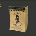 Vintage Paper Bag With March 4 Saturday Text And Blue Lid