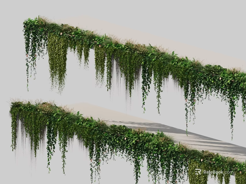 Green Hanging Vines Decorative Wall Backdrop With Lush Foliage And Draping Leaves 3d model 