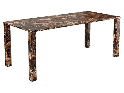 Elegant Modern Dining Table With Dark Brown Marble Texture Top And Golden Veined Legs 3d model