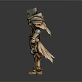 3D Model Of Armored Fictional Creature With Silver Gold Armor And Detailed Design