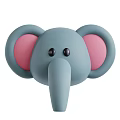 Cute Blue Elephant Head Toy With Pink Ears And Black Eyes