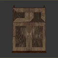 Sturdy Wooden Vertical Cabinet With Brown Wood Grain And Red Top Brackets