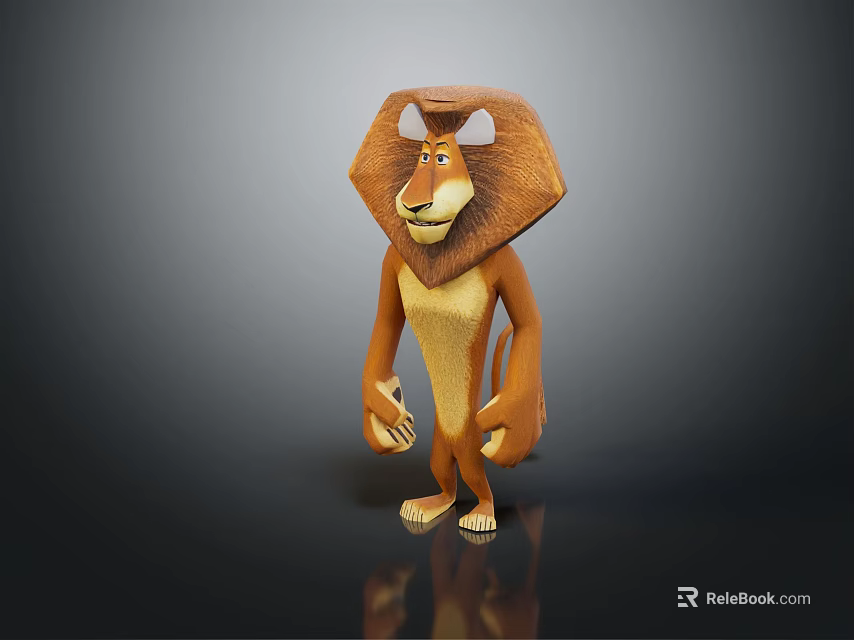 Cartoon Lion Character With Standing Pose Smiling Expression And Detailed Mane 3d model 