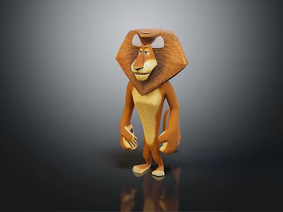 Cartoon Lion Character With Standing Pose Smiling Expression And Detailed Mane 3d model