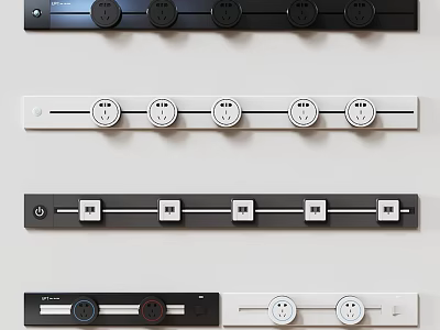 Black and White Modern Switch Panels with Sleek Design and Multiple Styles 3d model