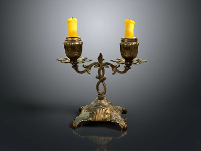 Candlestick Candle Copper Candlestick Classical Candlestick Lighting Supplies Red Candle White Candle Dinner 3d model