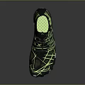 Stylish Black Athletic Shoes With Yellow Patterned Lines And White Rubber Sole