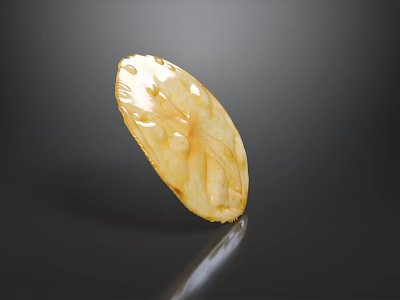 Yellow Oval Shaped Food With Carved Patterns On Dark Background Shiny Surface 3d model