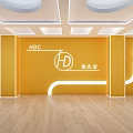 Modern Sports Fitness Gym Interior With Yellow Walls And Lighting Lines