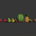 Assorted Colorful Fruits Arrangement With Watermelon Banana And Brown Bowls