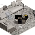 Modern Sectional Sofa Coffee Table Set With Plush Pillows Patterned Rug And Accent Chair