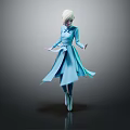 Frozen Elsa Dancing Gracefully In Blue Long Dress With Flowing Skirt And Elegant Pose