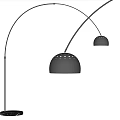 Stylish Modern Black Floor Lamp Featuring Curved Arm And Perforated Shade