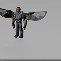 3D Sci Fi Fantasy Humanoid Character With Bat Like Wings And Armored Tech Suit Design