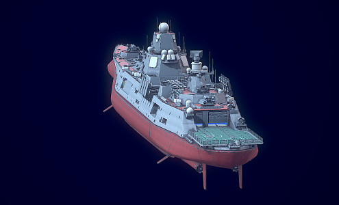 modern cruiser guided missile cruiser 3d model