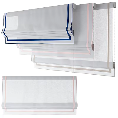 Translucent Venetian Blinds In White Blue Pink Beige Colors For Home Window Decor 3d model