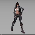 Confident Female Warrior Character In Leather Armor With Metal Accents And Long Hair
