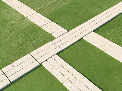 Charming Garden Decorative Accents On Green Lawn With Crossing White Stone Paths 3d model Charming Garden Decorative Accents On Green Lawn With Crossing White Stone Paths 3d model
