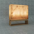 Modern Table Lamp With Translucent Marble Texture Shade Warm Light And Golden Metal Base