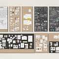 Modern Post-it Notes Wall Post-it Notes Wall Post-it Notes Blackboard Painting 3d model