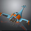Futuristic Spacecraft With Blue And Orange Design Multiple Engines And Aerodynamic Wings