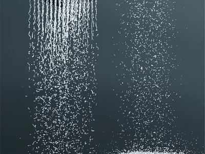 Faucet With Dual Water Flow Patterns And Splashing Droplets On Dark Background 3d model