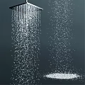 Faucet With Dual Water Flow Patterns And Splashing Droplets On Dark Background