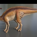 Detailed Reptile Dinosaur Model With Long Neck Spiked Back And Striped Skin