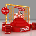 Coca-Cola Chinese New Year Themed Booth With Red Stage And Cartoon Characters Lantern Decorations