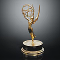 Golden Trophy Shaped Decorative Furniture Piece With Black Base Stand