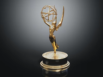 Golden Trophy Shaped Decorative Furniture Piece With Black Base Stand 3d model