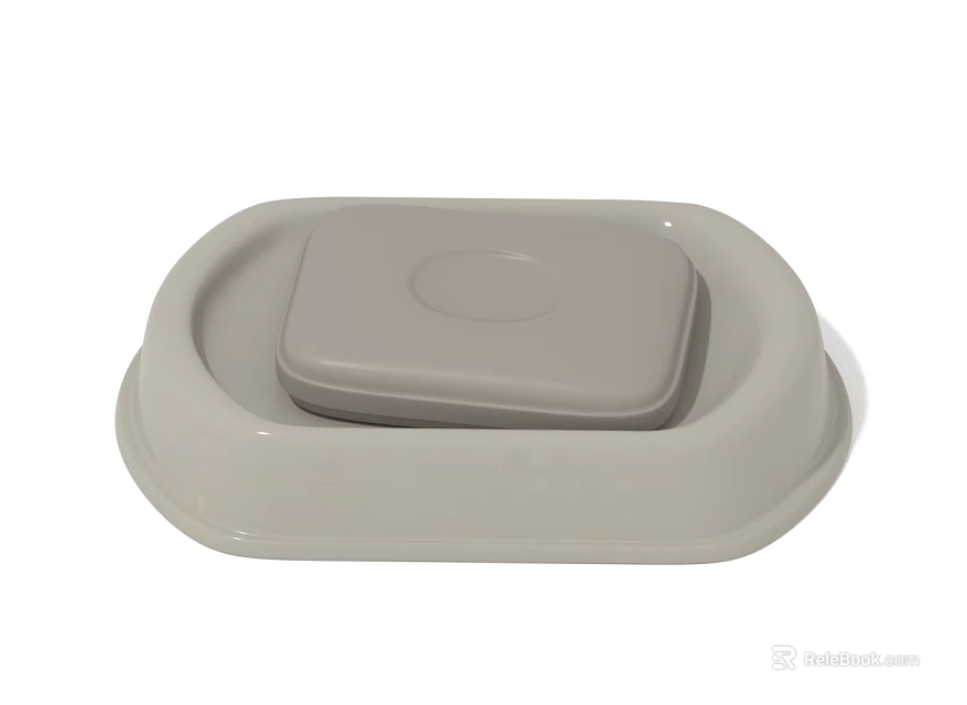 Light Gray Plastic Washing Container with Lid for Daily Household Use 3d model 