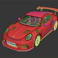 Pink Sports Car With Rear Spoiler Golden Wheels And Stylish Design