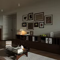 Cozy Vintage Living Dining Room Interior Design With Black Leather Sofa And Wooden Storage Cabinets