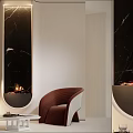 Modern Living Room Design With Stylish Fireplace And Brown Chairs
