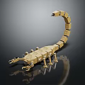 Smart Machine With Golden Scorpion Like Mechanical Structure And Flexible Tail 3d model