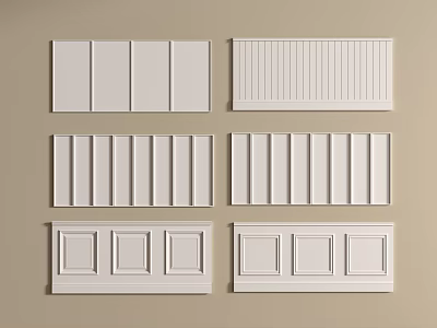 Various Wainscoting Panel Styles For Home Interior Wall Decoration And Design 3d model
