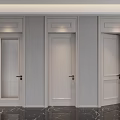 Three Modern White Swing Doors With Glass Panel And Metal Handles Interior Design