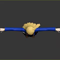 Anime Style Game Movie Character With Blonde Hair Blue Coat White Skirt And Outstretched Arms
