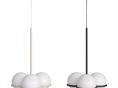 Modern Pendant Lights with White Spherical Shades and Light Black Rods for Contemporary Decor 3d model
