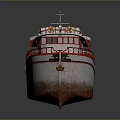 Red And White Boat With Pink Roof Railings Lifebuoys And Cabin Structure
