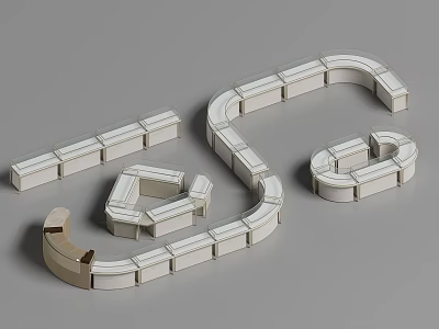 Sleek Modern Jewelry Cabinet With Curved Modular Design And Multiple Storage Compartments 3d model