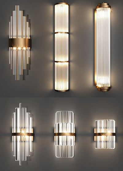 Modern Wall Lamps With Glass And Metal Design For Contemporary Interior Lighting 3d model