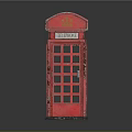 Vintage Red Telephone Booth Model With Classic Design And Glass Windows