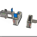 Modern Security Checkpoint Equipment With Computer Screens Scanner Gates And Control Desk